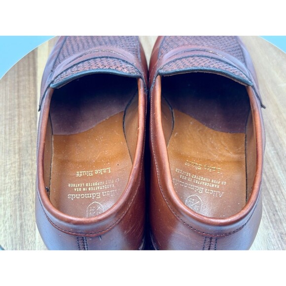 ALLEN EDMONDS Lake Bluff Basket Weave Men\'s Slip On Loafers Walnut Sz 10.5 D main image 11